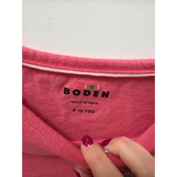 Mini Boden Girls Pink Long-Sleeve Unicorn Appliqué Shirt 9-10 Yrs Cotton - Picture 3 of 4